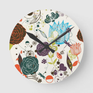 Horloge Ronde Modèle floral rétro 2