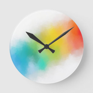 Horloge Ronde Modèle moderne du Colorful Abstract Rainbow Colors
