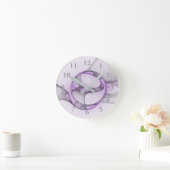 Horloge Ronde Modern Abstract Fractal Art Lavender Gray (Maison)