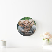 Horloge Ronde Modern Grandma Established Script Photo (Maison)