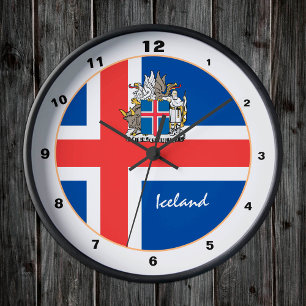 Horloge Ronde Modern Icelandic Flag, Iceland trendy Home /design