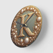 Horloge Ronde Modern Monogram Initial Letter K (Angle)