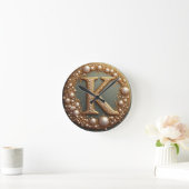 Horloge Ronde Modern Monogram Initial Letter K (Maison)