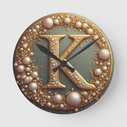 Horloge Ronde Modern Monogram Initial Letter K (Recto)