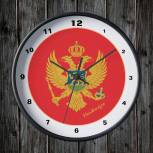 Horloge Ronde Modern Montenegro Flag, Montenegro Home design