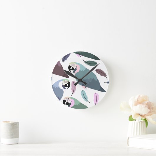 Horloge Ronde Modern Parrots Tropical Pattern  (Maison)