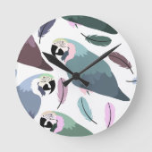 Horloge Ronde Modern Parrots Tropical Pattern  (Recto)