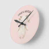Horloge Ronde Modern Pastel Pink Bunny (Angle)