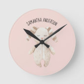 Horloge Ronde Modern Pastel Pink Bunny (Recto)