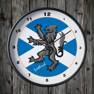 Horloge Ronde Modern Scottish Flag, Rampant, Scotland design