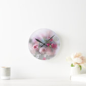 Horloge Ronde Modern Watercolor Roses Flowers (Maison)