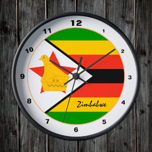Horloge Ronde Modern Zimbabwe Drapeau, Zimbabwe Accueil / Design