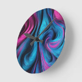 Horloge Ronde Moderne Abstrait-bleu et rose (Angle)