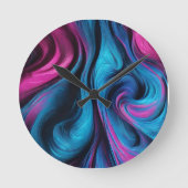 Horloge Ronde Moderne Abstrait-bleu et rose (Recto)