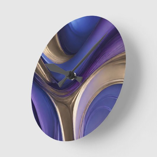 Horloge Ronde Moderne Abstrait-bleu violet et or (Angle)