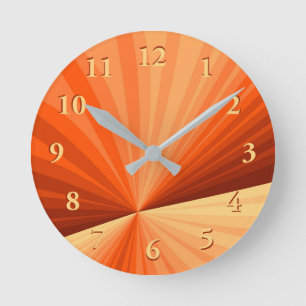 Horloge Ronde Moderne Abstrait Graphique Fractal Orange Rouge Va
