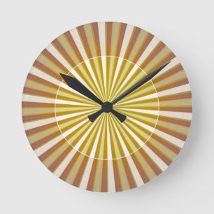 Horloge Ronde Moderne et élégant Sunburst Jaune et Brown