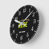 HORLOGE RONDE MODERNE ET MODERNE PERSONNALISABLE NOIR VÉRIFIÉ (Angle)