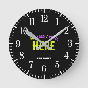 HORLOGE RONDE MODERNE ET MODERNE PERSONNALISABLE NOIR VÉRIFIÉ