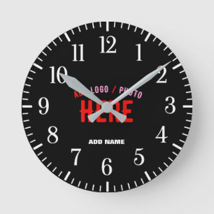 HORLOGE RONDE MODERNE ET MODERNE PERSONNALISABLE NOIR VÉRIFIÉ