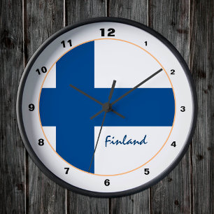 Horloge Ronde Moderne Finlande, Drapeau finlandais tendance Mais