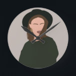 Horloge Ronde Moderne minimaliste Abstraite fille en Casquette<br><div class="desc">Illustration d'origine - parfaite pour décorer votre maison ou pour offrir un cadeau</div>