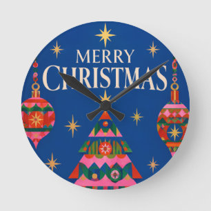 Horloge Ronde Moderne Noël, Typographie gras Joyeux Noël