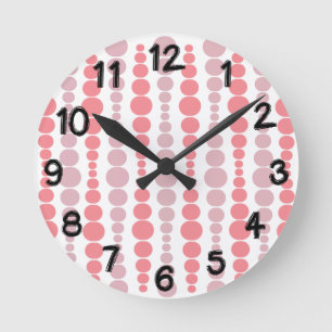 Horloge ronde moderne rectangles roses