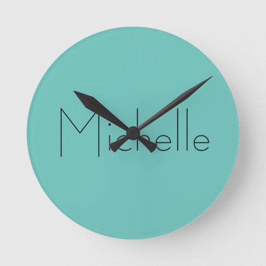 Horloge Ronde Moderne tendance Élégant Bleu Simple Simple Votre (Recto)
