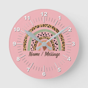 Horloge Ronde Modifier le nom Texte Leopard Spots Imprimer Arc-e