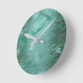 Horloge Ronde Molten Jade | Marbre de luxe Emerald Green (Angle)