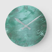 Horloge Ronde Molten Jade | Marbre de luxe Emerald Green (Recto)