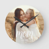 Horloge Ronde Mom Established Modern White Script Photo (Recto)
