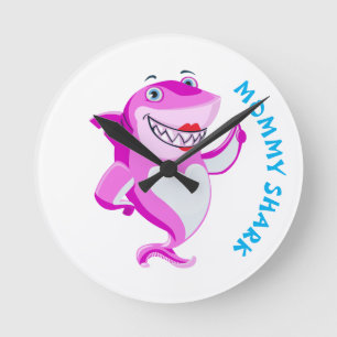 Horloge Ronde Mommy Shark