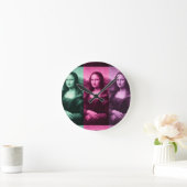 Horloge Ronde Mona Lisa Rose vert violet (Maison)