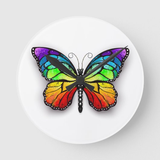 Horloge Ronde Monarque papillon arc-en-ciel (Recto)