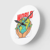 Horloge Ronde Monde – Conception de Globe d'Aventure de Voyage (Angle)