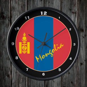 Horloge Ronde Mongolian Flag, patriotic Mongolia Home / design