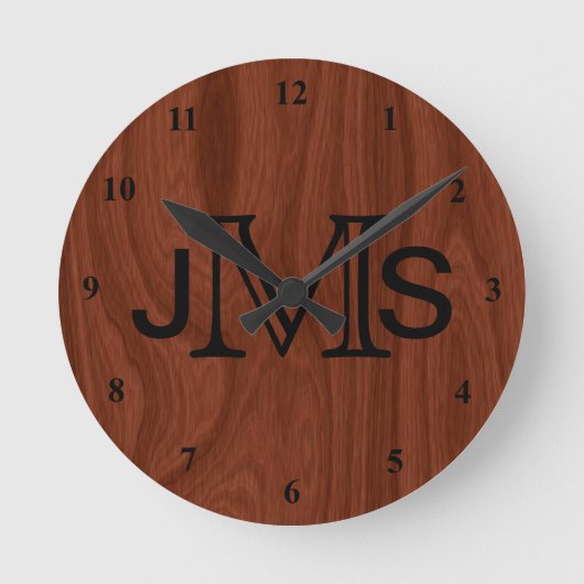 Horloge Ronde Mongram | Mahogany Wood Look (Recto)