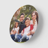 Horloge Ronde Monogram photo Calligraphy Handwritten Family (Angle)