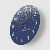 Horloge Ronde Monogramme à Parties scintillant étincelante en ar (Angle)