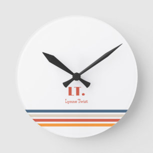 Horloge Ronde Monogramme à rayures horizontales
