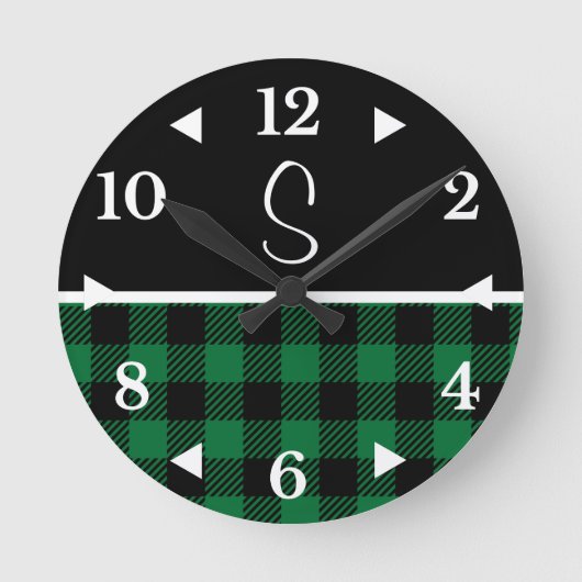 Horloge Ronde Monogramme Black Green Buffalo Plaid Farming (Recto)