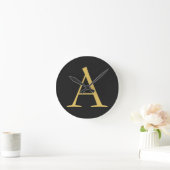 Horloge Ronde Monogramme couleur or gris professionnel (Maison)