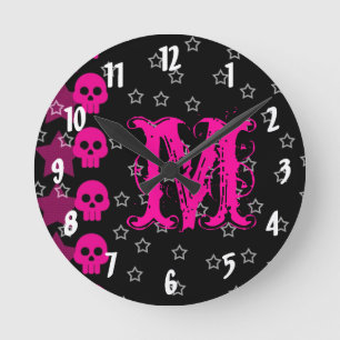 Horloge Ronde Monogramme EMO Punk crâne femelle Monogramme cadra