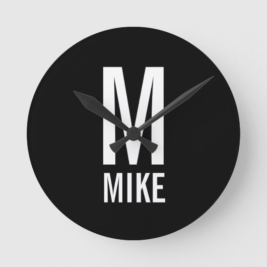 Horloge Ronde Monogramme et nom personnalisés modernes (Recto)
