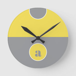 Horloge Ronde Monogramme gris jaune