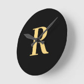 Horloge Ronde Monogramme moderne Noir Or (Angle)