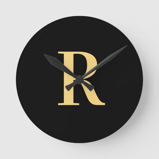 Horloge Ronde Monogramme moderne Noir Or (Recto)