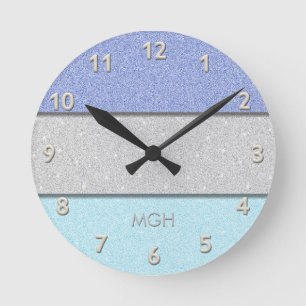 Horloge Ronde Monogramme personnalisé faux paillettes Bling